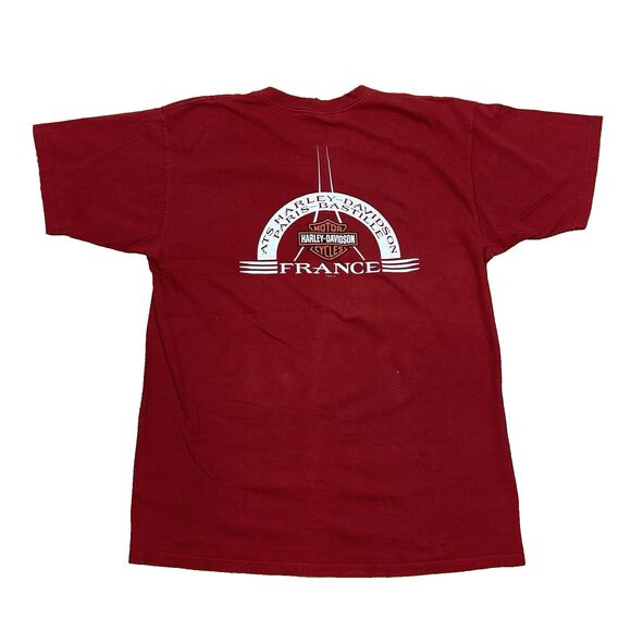 Vintage Made in USA Harley-Davidson Mens XL ATS Paris-Bastille France red Tee - Picture 6 of 6